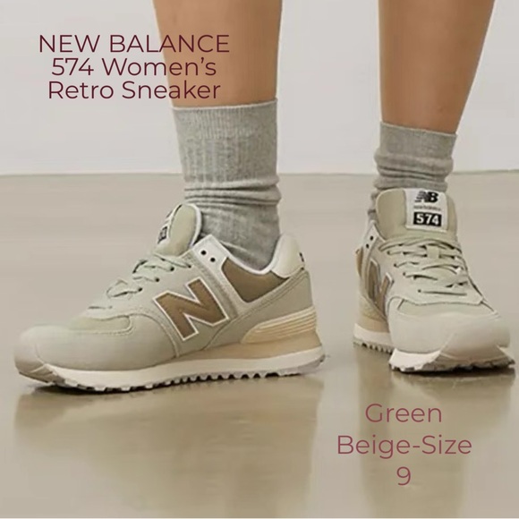 New Balance Shoes - 🌻🆕NEW BALANCE 574 Women’s Retro Sneaker Green Beige-Size 9